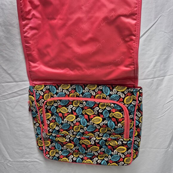 Vera Bradley Frill Messenger Bag Happy Snails Pink Leaf Vinyl - Picture 5 of 10